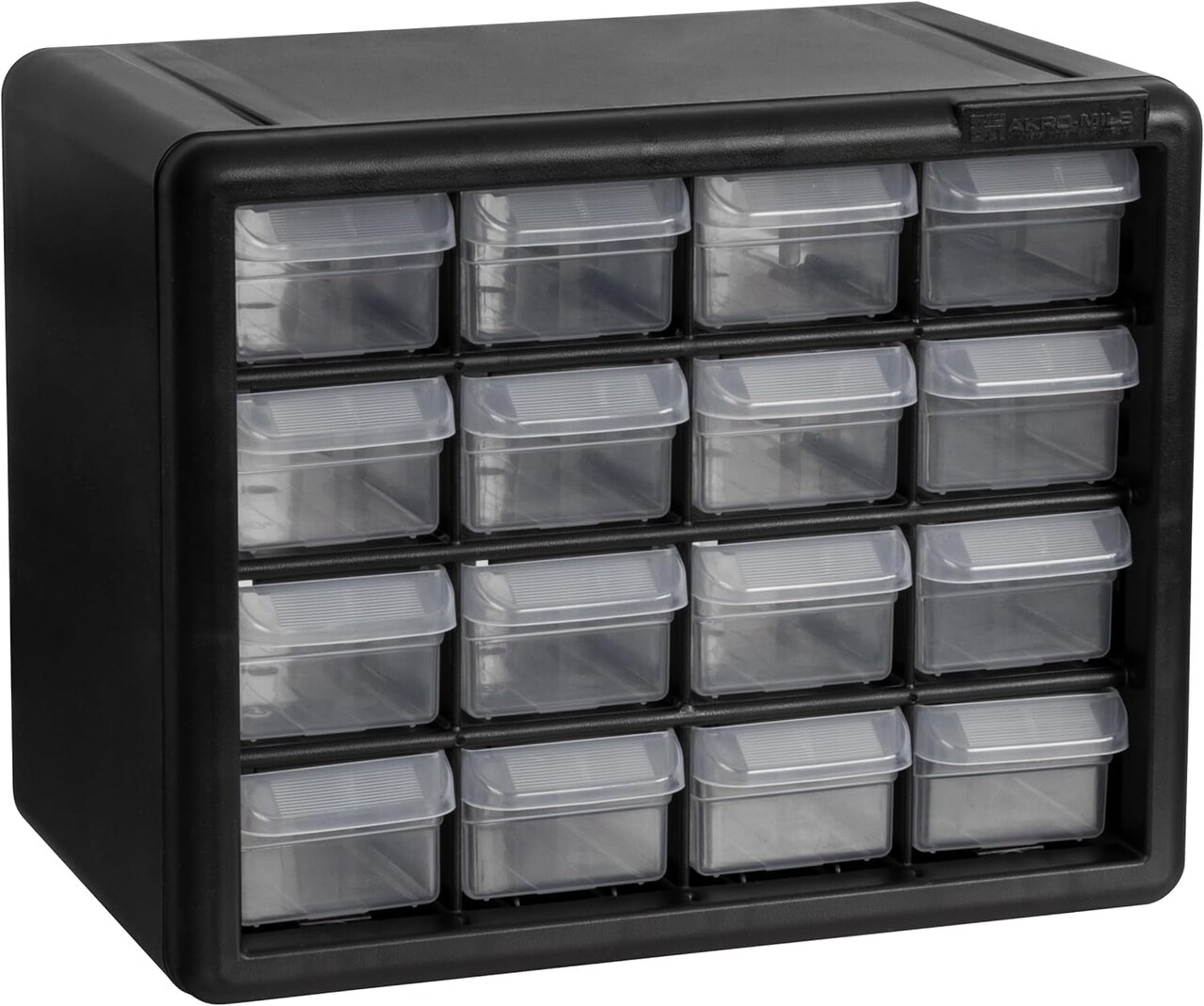 1 Pack 16-Drawer Plastic Storage Cabinet - (Black) 6"D x 11"W x 9"H